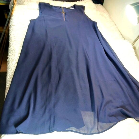 NWOT Signature Collection Double Layer Chiffon Sleeveless A-Line Midi Dress L... - Picture 5 of 15